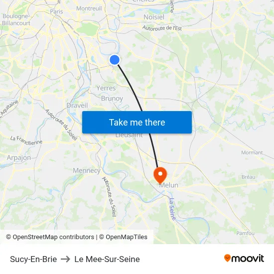 Sucy-En-Brie to Le Mee-Sur-Seine map