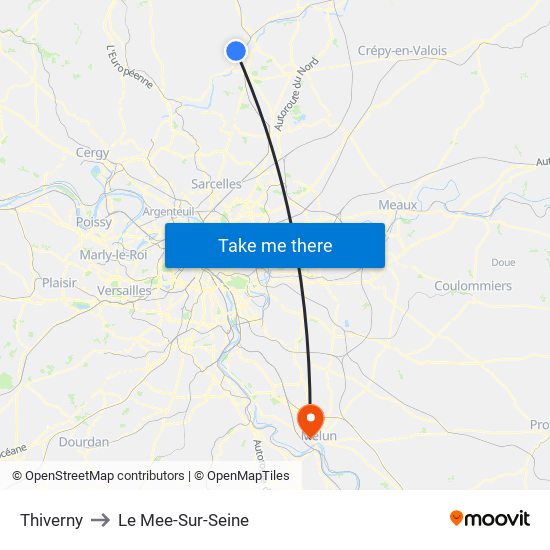 Thiverny to Le Mee-Sur-Seine map