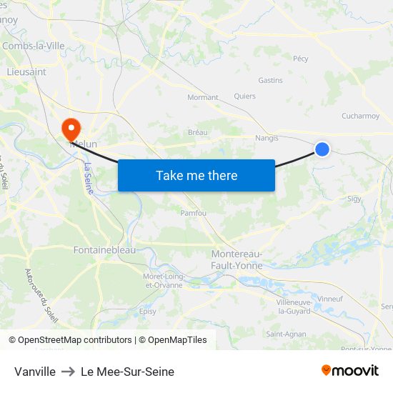 Vanville to Le Mee-Sur-Seine map
