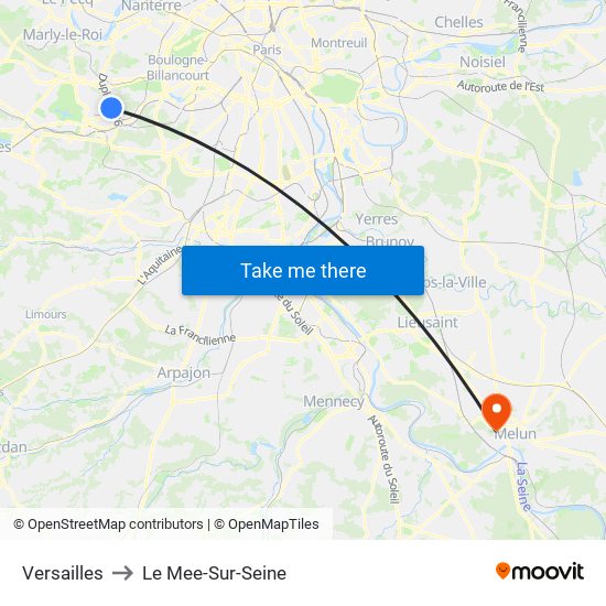Versailles to Le Mee-Sur-Seine map