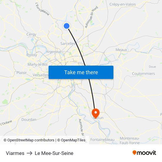 Viarmes to Le Mee-Sur-Seine map