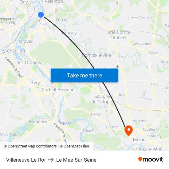 Villeneuve-Le-Roi to Le Mee-Sur-Seine map