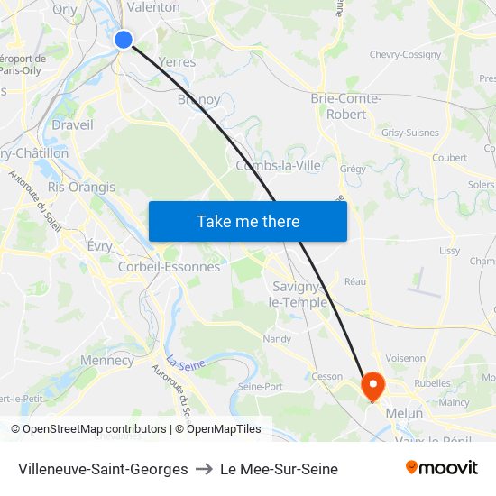 Villeneuve-Saint-Georges to Le Mee-Sur-Seine map