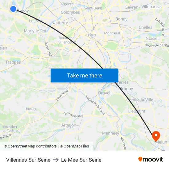 Villennes-Sur-Seine to Le Mee-Sur-Seine map