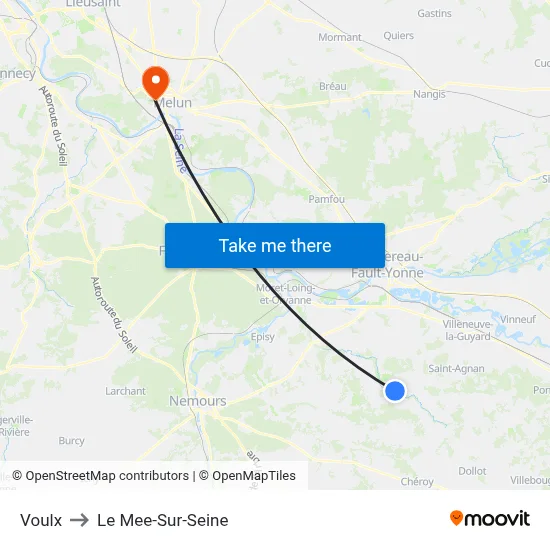 Voulx to Le Mee-Sur-Seine map