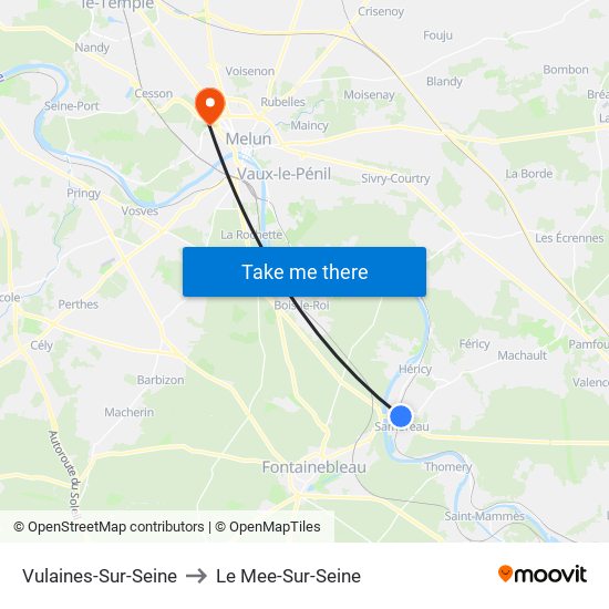 Vulaines-Sur-Seine to Le Mee-Sur-Seine map