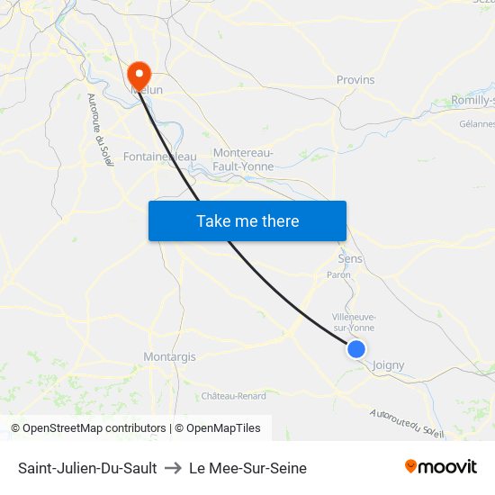 Saint-Julien-Du-Sault to Le Mee-Sur-Seine map