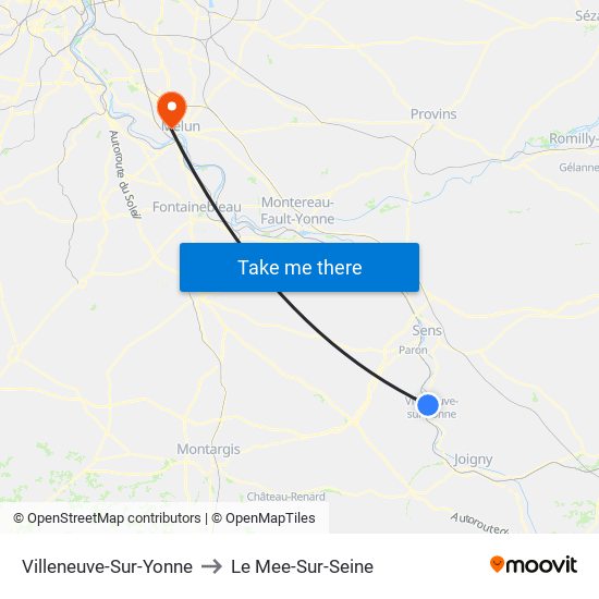 Villeneuve-Sur-Yonne to Le Mee-Sur-Seine map