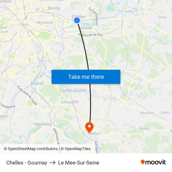 Chelles - Gournay to Le Mee-Sur-Seine map