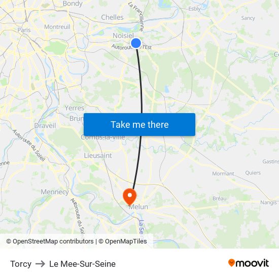 Torcy to Le Mee-Sur-Seine map