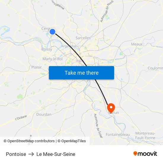 Pontoise to Le Mee-Sur-Seine map