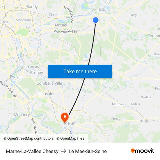 Marne-La-Vallée Chessy to Le Mee-Sur-Seine map