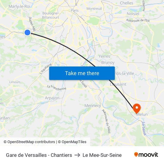 Gare de Versailles - Chantiers to Le Mee-Sur-Seine map