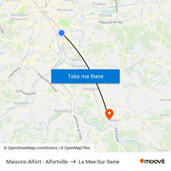 Maisons-Alfort - Alfortville to Le Mee-Sur-Seine map
