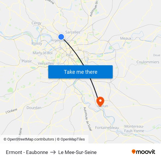 Ermont - Eaubonne to Le Mee-Sur-Seine map