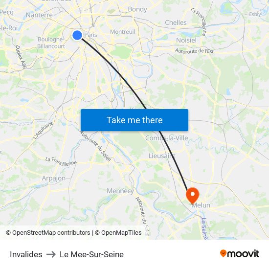 Invalides to Le Mee-Sur-Seine map