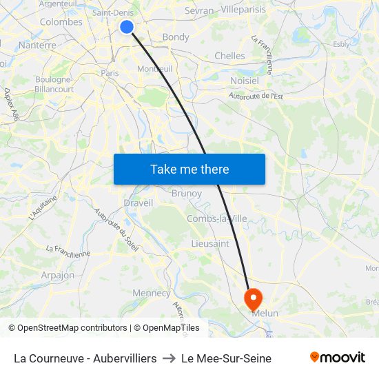 La Courneuve - Aubervilliers to Le Mee-Sur-Seine map