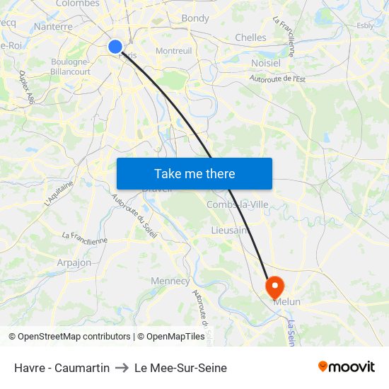 Havre - Caumartin to Le Mee-Sur-Seine map