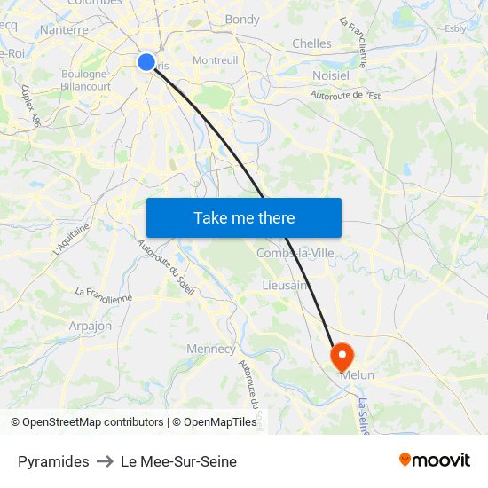 Pyramides to Le Mee-Sur-Seine map