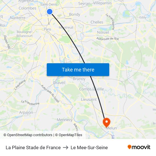 La Plaine Stade de France to Le Mee-Sur-Seine map