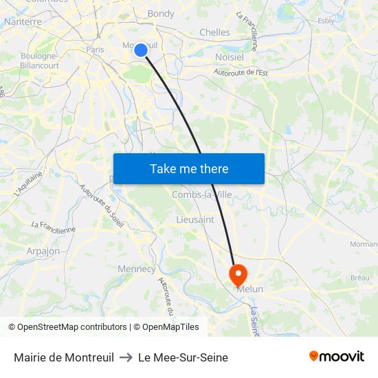 Mairie de Montreuil to Le Mee-Sur-Seine map