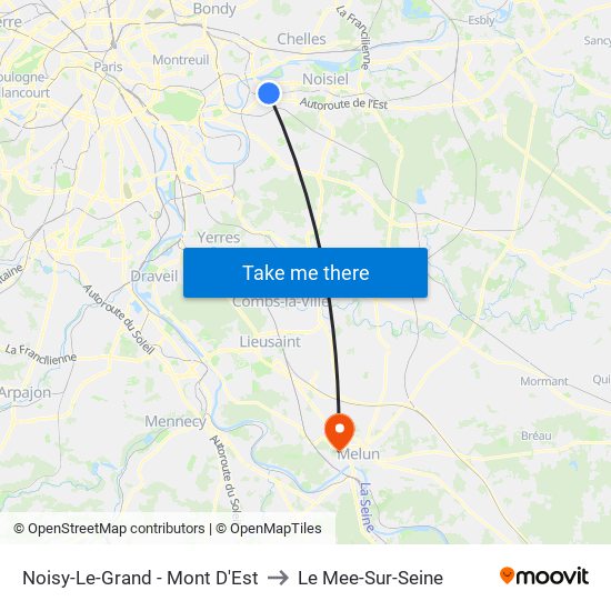 Noisy-Le-Grand - Mont D'Est to Le Mee-Sur-Seine map
