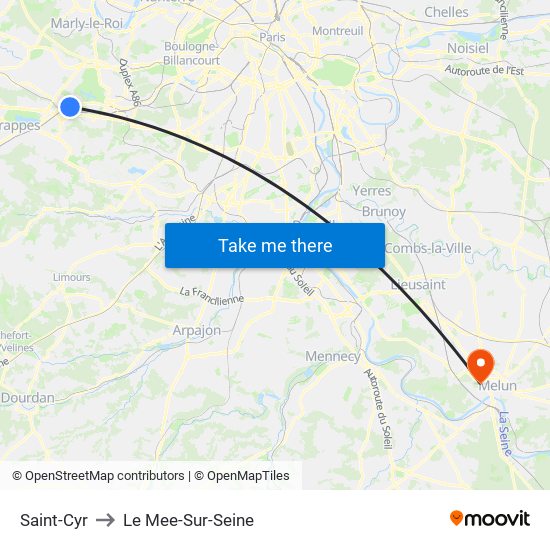 Saint-Cyr to Le Mee-Sur-Seine map