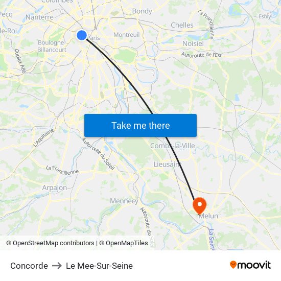 Concorde to Le Mee-Sur-Seine map