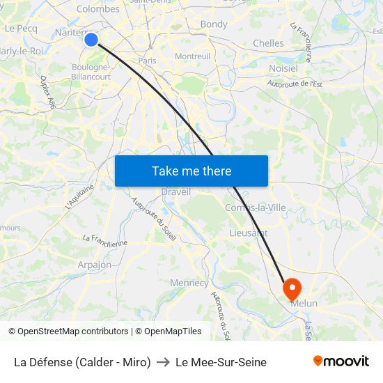 La Défense (Calder - Miro) to Le Mee-Sur-Seine map