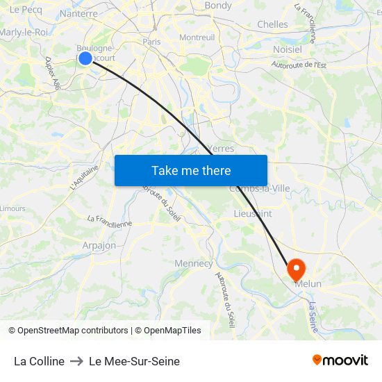 La Colline to Le Mee-Sur-Seine map