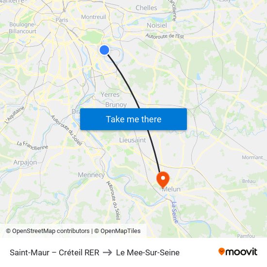 Saint-Maur – Créteil RER to Le Mee-Sur-Seine map