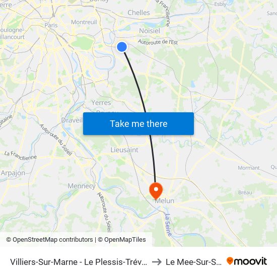 Villiers-Sur-Marne - Le Plessis-Trévise RER to Le Mee-Sur-Seine map