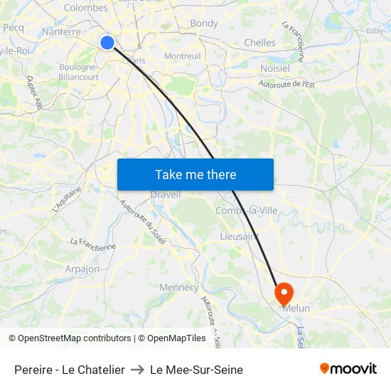 Pereire - Le Chatelier to Le Mee-Sur-Seine map