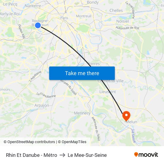 Rhin Et Danube - Métro to Le Mee-Sur-Seine map
