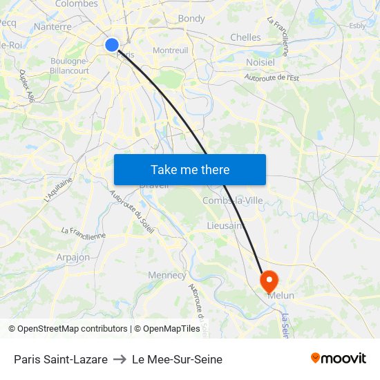 Paris Saint-Lazare to Le Mee-Sur-Seine map