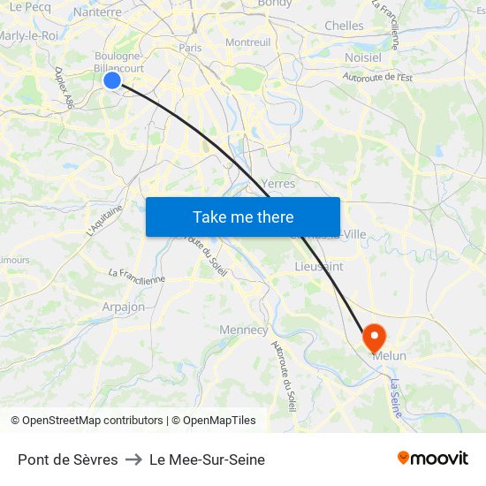 Pont de Sèvres to Le Mee-Sur-Seine map