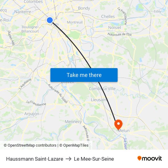 Haussmann Saint-Lazare to Le Mee-Sur-Seine map