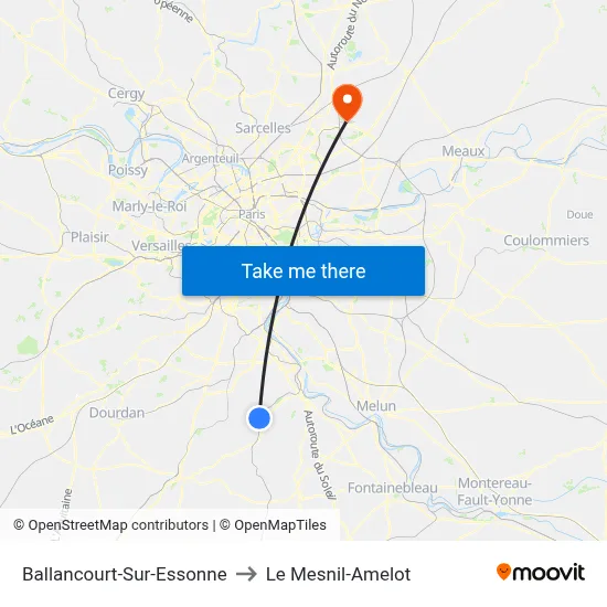 Ballancourt-Sur-Essonne to Le Mesnil-Amelot map