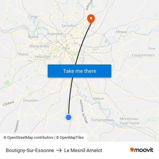 Boutigny-Sur-Essonne to Le Mesnil-Amelot map