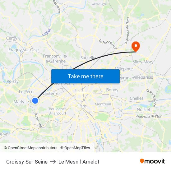 Croissy-Sur-Seine to Le Mesnil-Amelot map