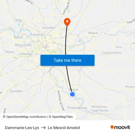 Dammarie-Les-Lys to Le Mesnil-Amelot map