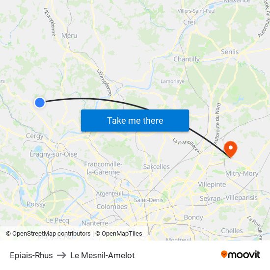 Epiais-Rhus to Le Mesnil-Amelot map