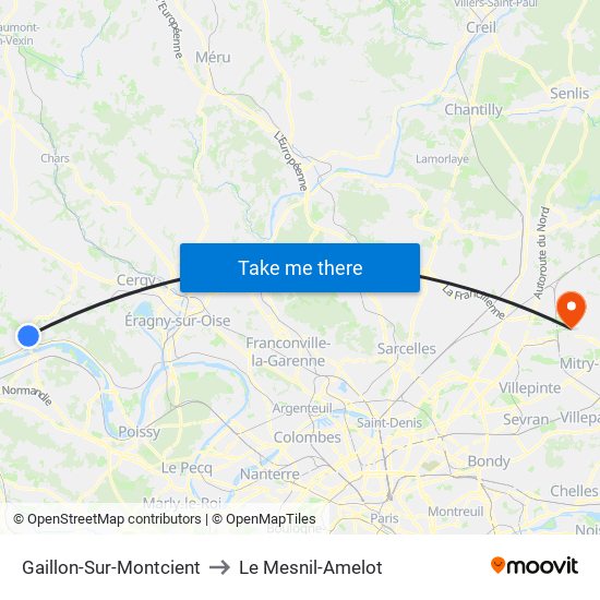 Gaillon-Sur-Montcient to Le Mesnil-Amelot map