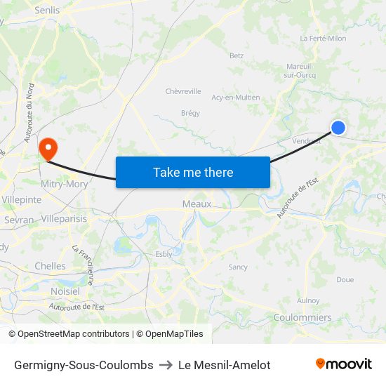 Germigny-Sous-Coulombs to Le Mesnil-Amelot map