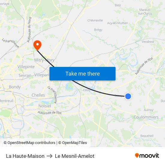 La Haute-Maison to Le Mesnil-Amelot map