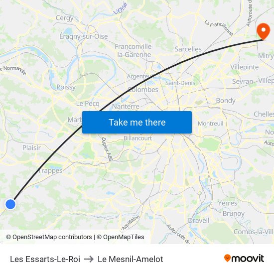 Les Essarts-Le-Roi to Le Mesnil-Amelot map