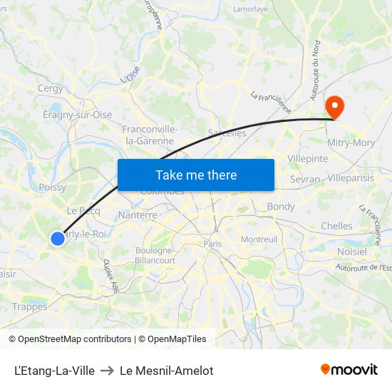 L'Etang-La-Ville to Le Mesnil-Amelot map