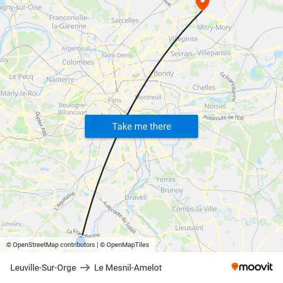 Leuville-Sur-Orge to Le Mesnil-Amelot map