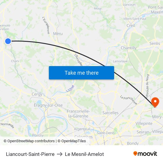 Liancourt-Saint-Pierre to Le Mesnil-Amelot map