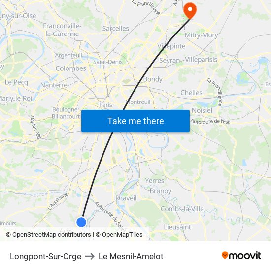 Longpont-Sur-Orge to Le Mesnil-Amelot map